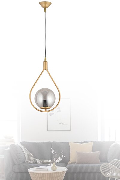 NisaLuce Nisa Luce Damla Tekli Avize - Antik(füme Top Cam)