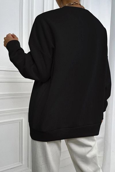 MODAGEN Maine bedrucktes schwarzes Unisex-Sweatshirt mit Rundhalsausschnitt