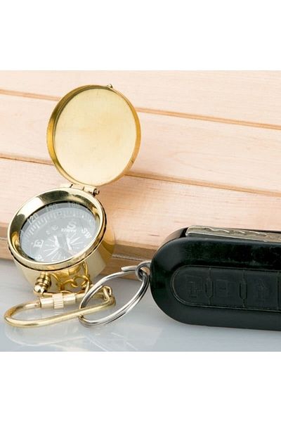 HEDİYE FİKRİ Brass Compass Keychain