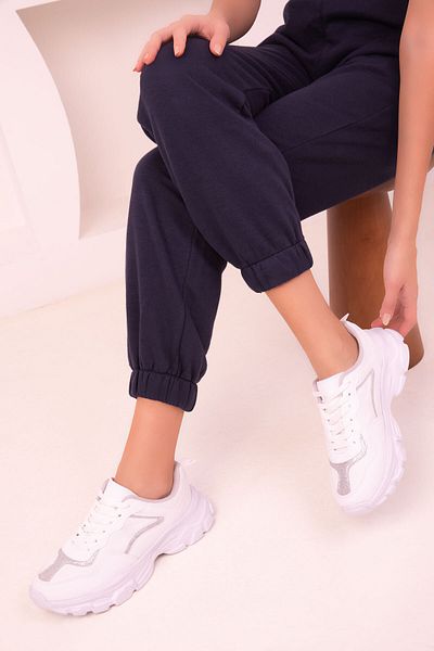 SOHO White-Silver Women's Sneakers 15564