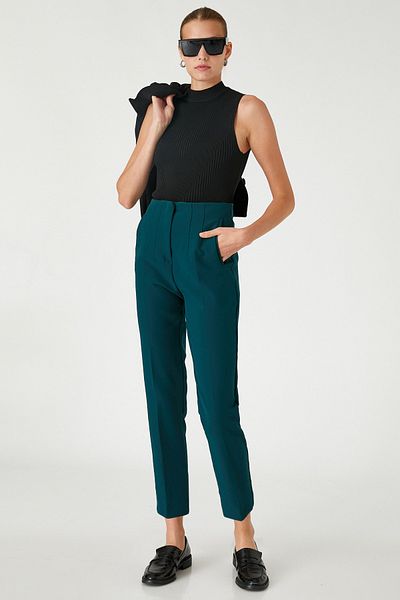 Koton Women's Green Trousers 3WAK40192UW