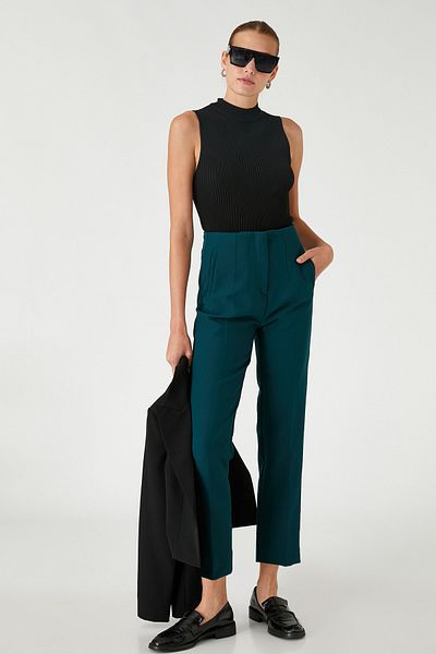 Koton Women's Green Trousers 3WAK40192UW