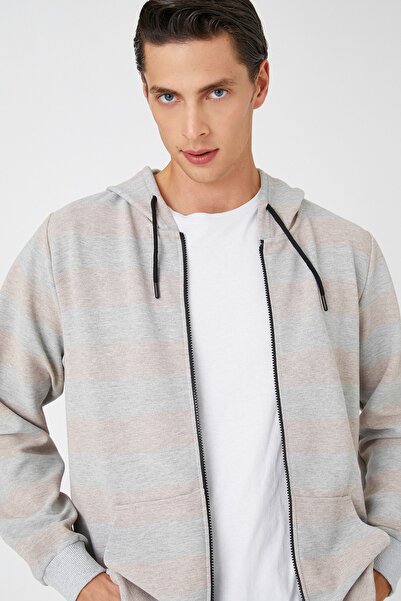 Koton Ανδρικό φούτερ μπεζ ριγέ 3WAM70518MK