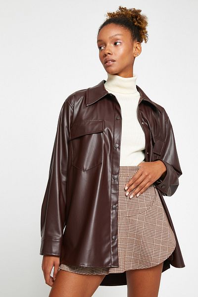 Koton Women's Dark Brown Shirt 3WAL60032IW