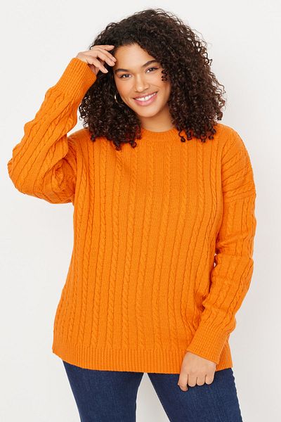 Plus size orange sweater top