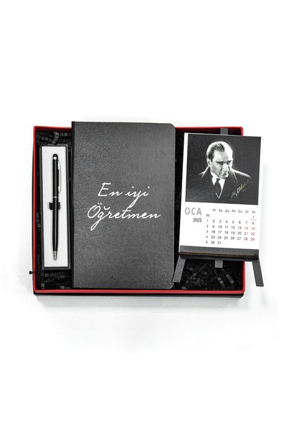 HighClass Öğretmenler Gününe Özel Defter Kalem Atatürk Tasarımlı Masa Üstü Takvim Hediye Seti