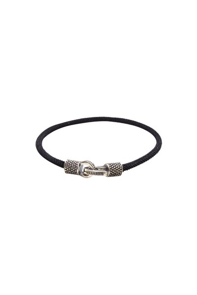 COOLMENCLUB Siyah Gümüş Ip Bileklik
