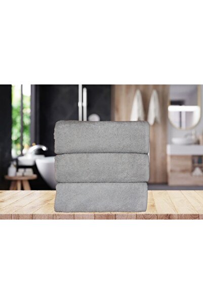 Lucy and Home طقم مناشف رمادية مجعدة مكونة من 3 قطع 40x70 سم