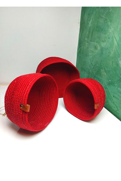 MaVaux Jute Wicker Basket Set - Hand Woven, Multi-Purpose Bathroom and Kitchen Organizer