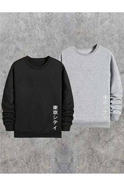 NEW MODA Διπλό Unisex Φούτερ με στάμπα καγκουρό Γκρι Μαύρο Κινέζικο