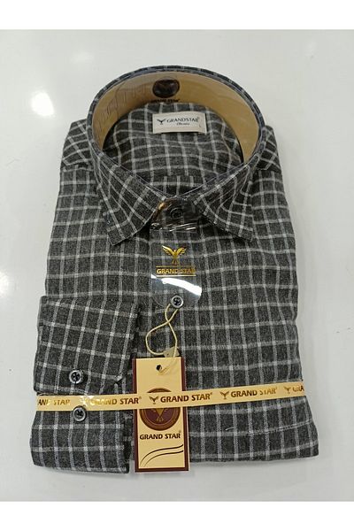 Grand Star Güncüoğlu 100% Wool Long Sleeve Classic Winter Men's Shirt with Pockets