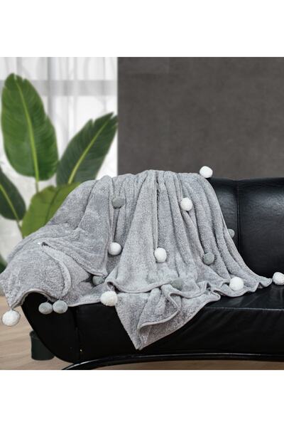 Bora Toys 200*220 Cm Plush Double Blanket with Pompom (100% Local)
