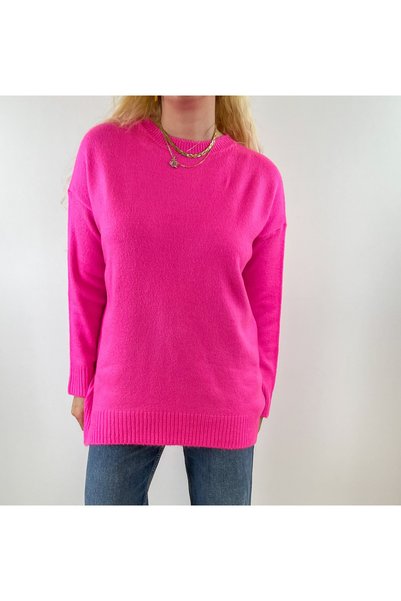 Modaonna Şeker Pembe Oversize Yumoş Kazak