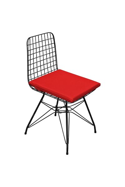 mer-tim ezberbozan ev tekstili Mer-tim Garden Balcony Living Room Red Square Bottom Chair Cushion Set of 6