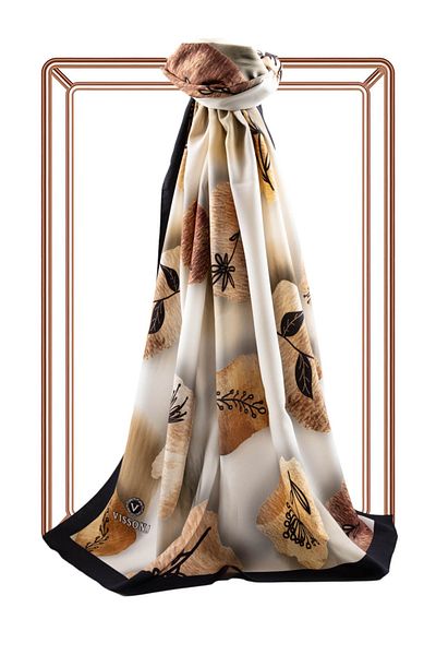 Vissona Γυναικείο Luxury Medina Silk Shawl Cream Tan