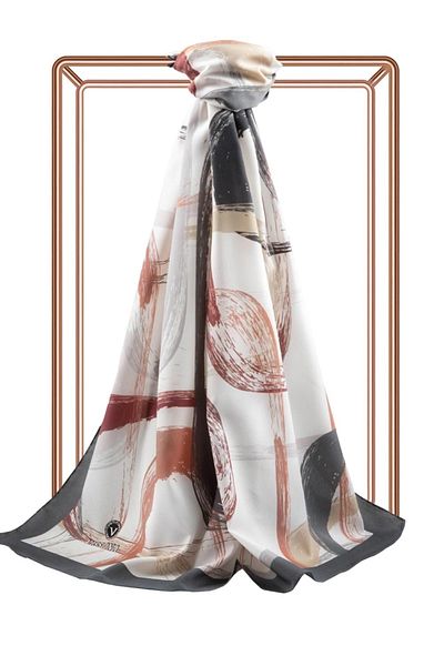 Vissona Γυναικείο σάλι πολυτελείας Medina Silk Cream Grey