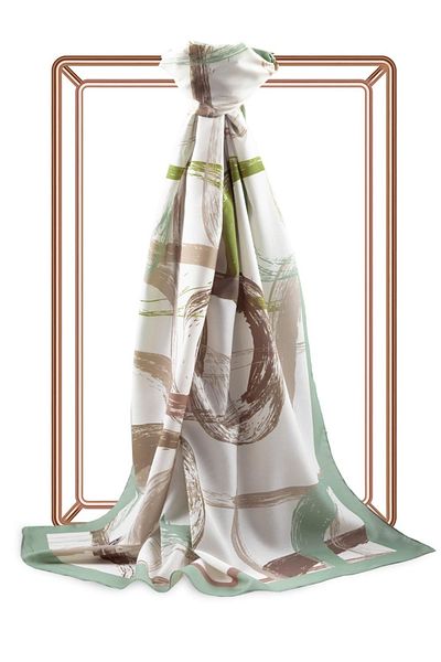Vissona Γυναικεία Luxury Medina Silk Shawl Cream Aqua Green
