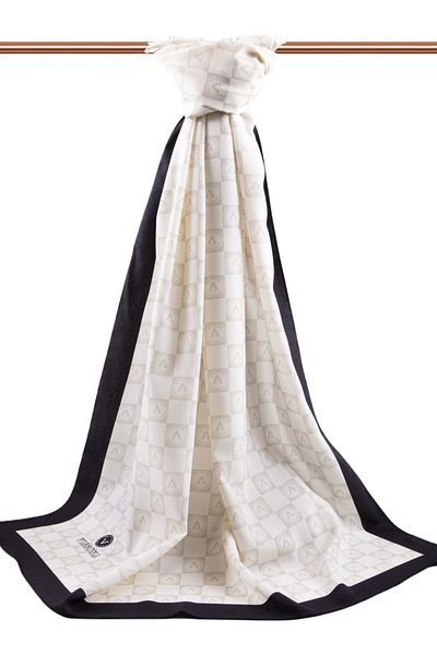 Vissona Γυναικείο Luxury Medina Silk Shawl Cream Μαύρο