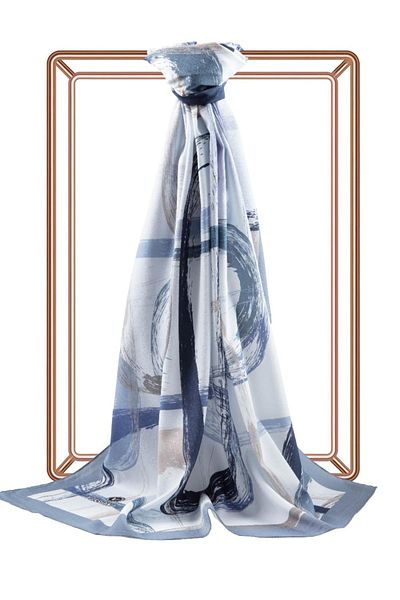 Vissona Şal de mătase Medina de lux pentru femei Baby Blue Indigo