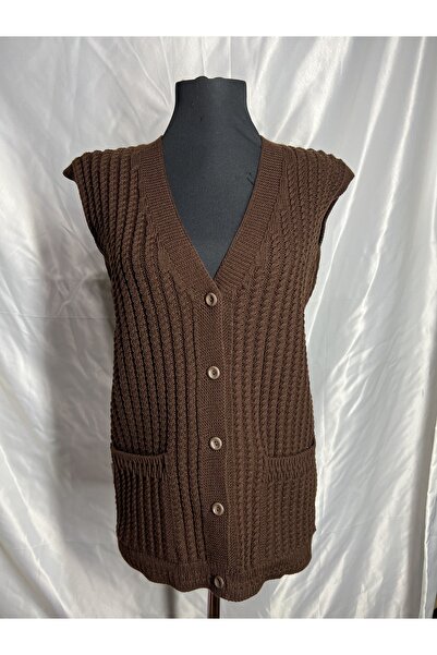 BARLAS TRİKO Γυναικών V-λαιμός παχύ μαλλί μαλλί μαλλιών πλεκτό πουλόβερ κουμπ...