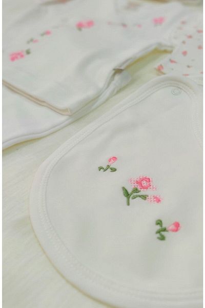 ciccimbaby 100% Cotton Antiallergic 5-Piece Cross Stitch Embroidered Bodysuit