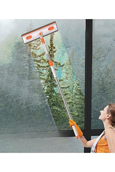 Hansel Bükülür Oynar Başlıklı Cam Silme Aparatı Teleskopik Çift Taraflı Prati...
