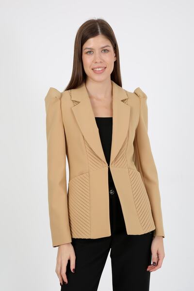 METANİA Balloon Sleeve Pleated Pocket Jacket