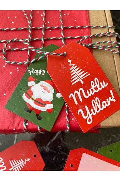 Hayal.kirtasiyesi New Year's Hole Sticker 4.5X7 cm 20 Pieces Mixed Package Double Direction Embossing Detail New Year's Sticker