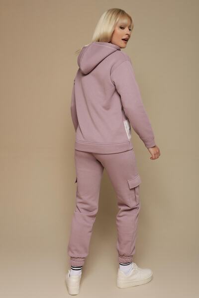 Select Moda Γυναικεία φούτερ λιλά Cargo με τσέπες και ελαστικά πόδια