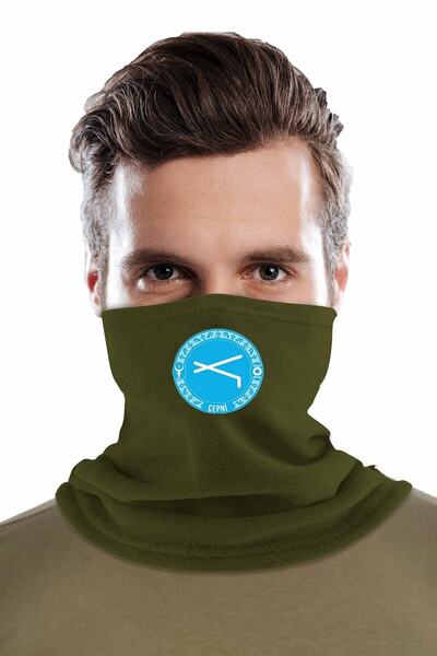 Zeron Tasarım طوق رقبة شتوي من الصوف مطبوع من تشيبني Bll1444