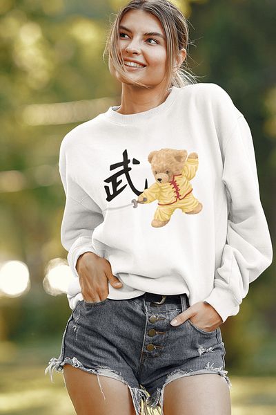 SUNFREE Unisex Teddy Kung Fu εμπριμέ φούτερ μεγάλου μεγέθους