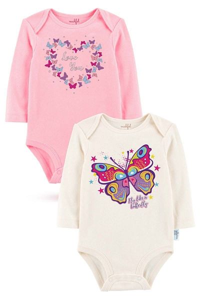 MAHFEL 2-Piece 100% Cotton Organic Printed Snap Fastener Baby Bodysuit