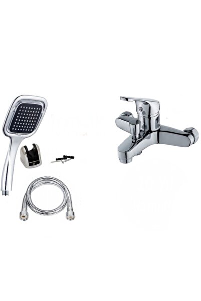 MOONSHOP Irmak Banyo Bataryası Duş Seti Kare Siyah Duş Başlığı Batarya Seti /...