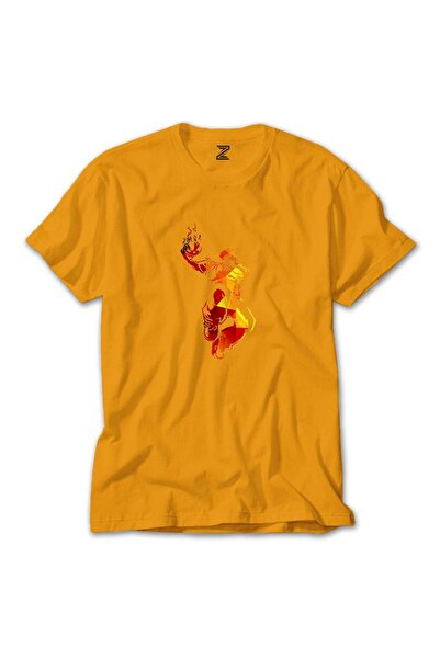 Z zepplin Tricou galben siluetă de baschet roșu