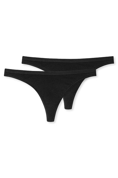 Schiesser Damen String 2er Pack - Tanga, Cotton Stretch, Serie 95/5, uni
