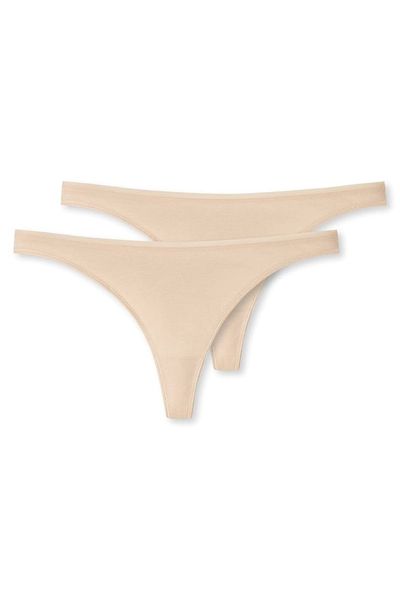 Schiesser Damen String 2er Pack - Tanga, Cotton Stretch, Serie 95/5, uni