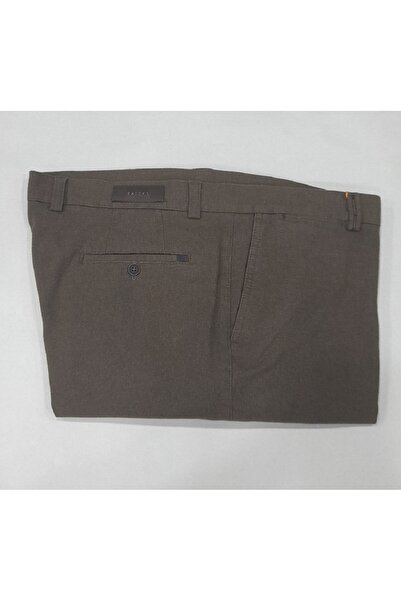 RATEKS Cotton Woven Patterned Large Size Brown Men's Trousers
