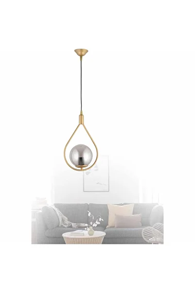 NisaLuce Nisa Luce Damla Single Chandelier - Antique (smoked Ball Glass)