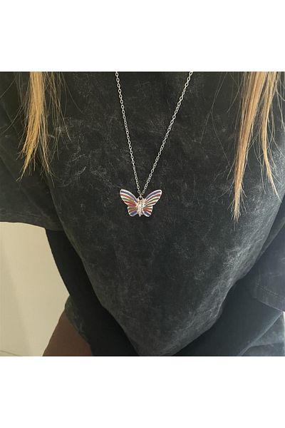 Touz Blunt Blunt Colorful Butterfly Design Necklace