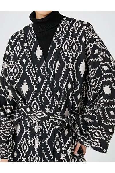 Koton Ethnisch gemusterter Kimono in Midi-Länge mit Gürtel