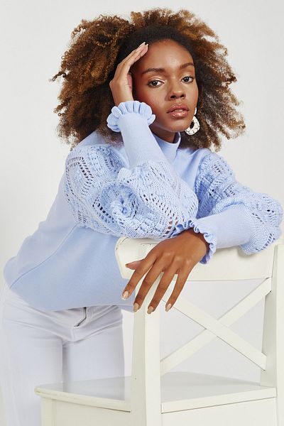 Hopoi Pulover de damă Baby Blue ajurat 40090