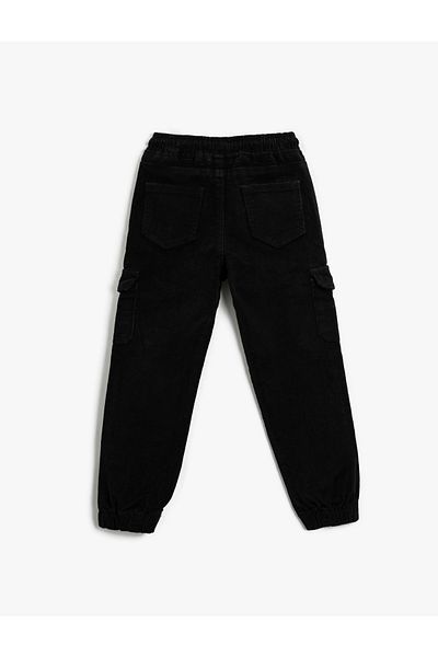 Koton Cord-Cargo-Jogginghose mit Taschen, Bindebund und Gummizug