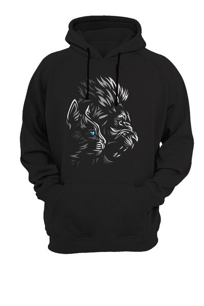 WİDİ Hanorac negru cu imprimeu Lion Cat