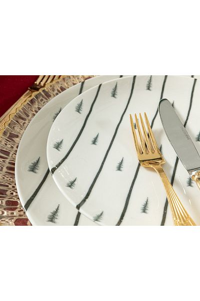 English Home Pine Tree Grain Porcelain Cake Plate 21 Cm Dark Green