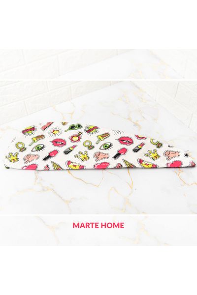 Marte Home Colorful Patterned Button Towel Hair Drying Cap