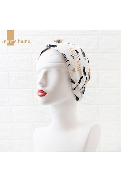 Marte Home Colorful Patterned Button Towel Hair Drying Cap