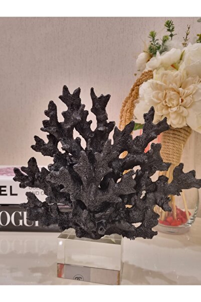 AİSYA HOME DEKOR Dekoratif Cam Kristal Kaideli Siyah Mercan