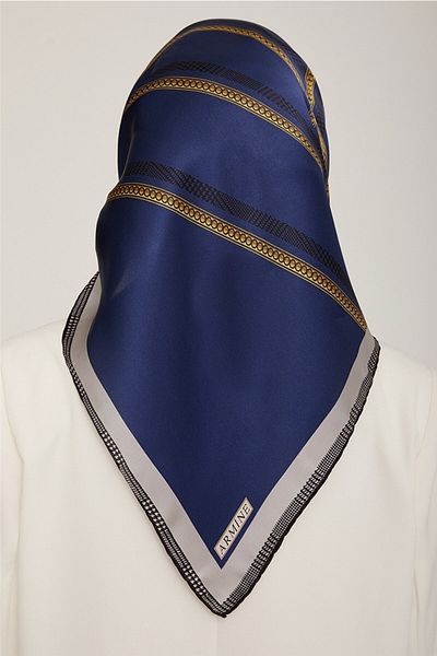Armine Sura Silk Scarf 2022 2023 Φθινόπωρο/χειμώνας 90x90 8833d 54 - Navy Blue
