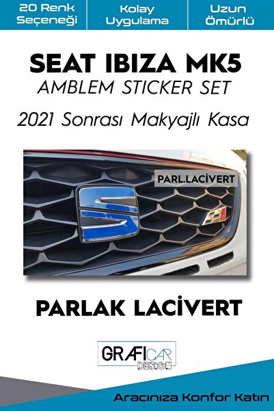 GRAFİCAR مجموعة ملصقات تغطي شعار Seat Ibiza Mk5 - تجميل بعد عام 2021