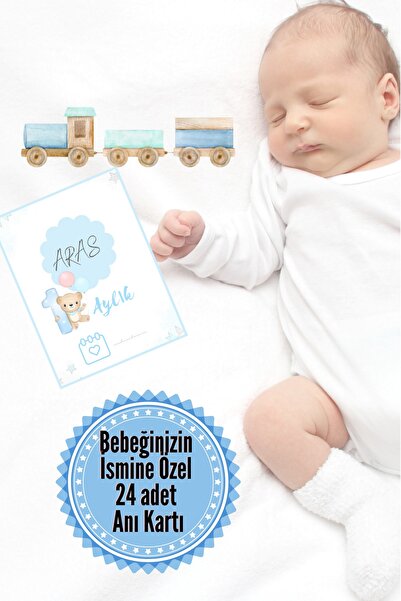lilamtasarım Erkek Bebek Anı Kartları 24 Adetli (İSİMLİ)
